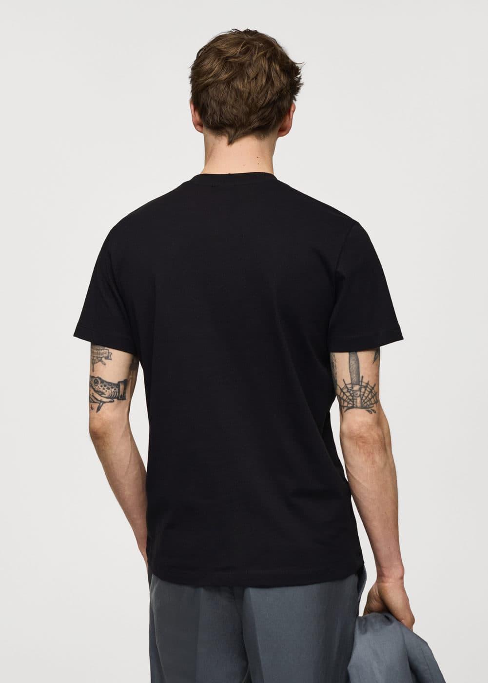 MANGO MAN - Slim-fit cotton V-neck t-shirt blackMen Product Image