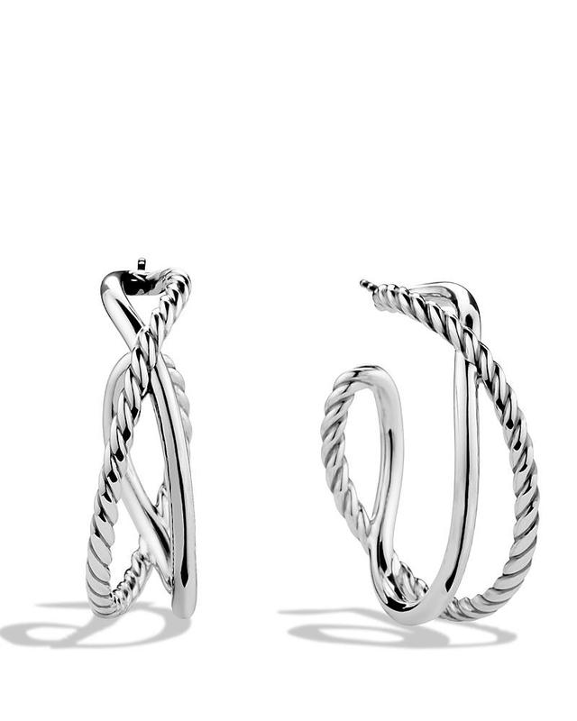 Womens Crossover Hoop Earrings Product Image