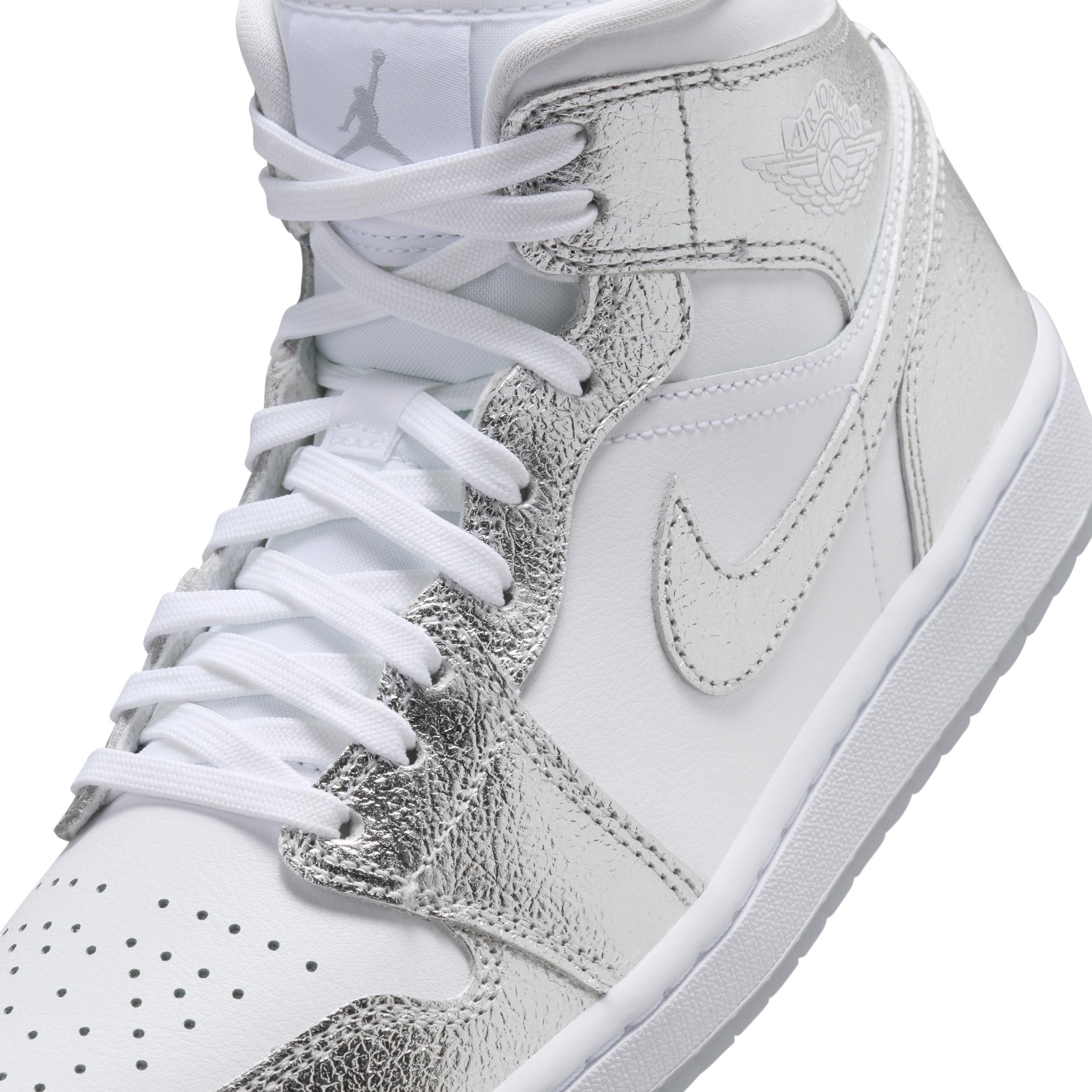 Jordan Womens 1 Mid SE - Shoes White/Silver Product Image