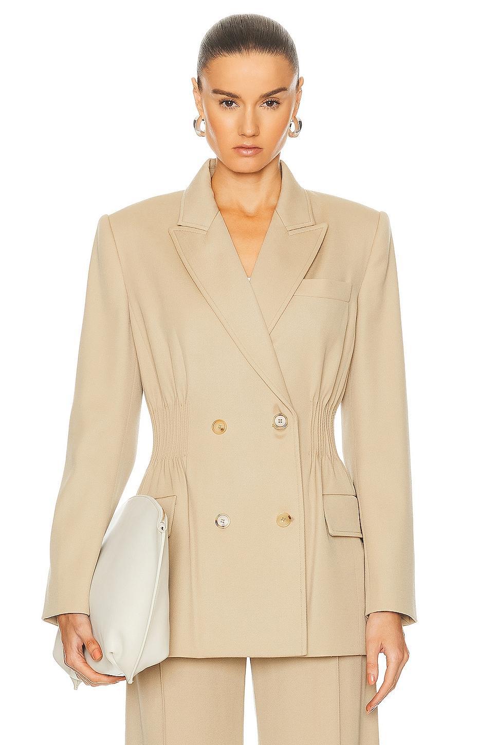 Chloe Cinched Blazer in Beige Product Image