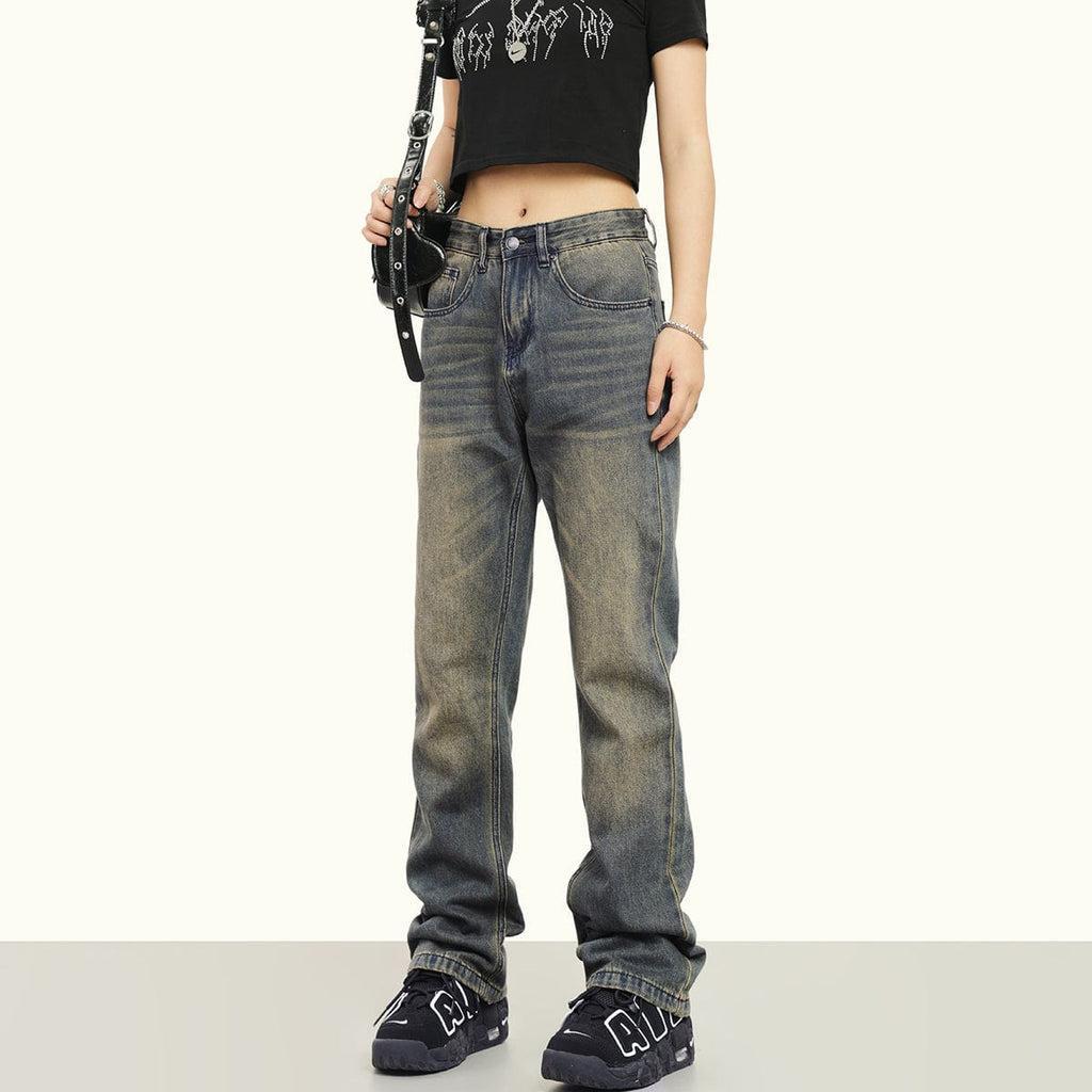 RTK (W) No. 2065 BLUE VINTAGE WASH SLIM STRAIGHT DENIM JEANS Product Image