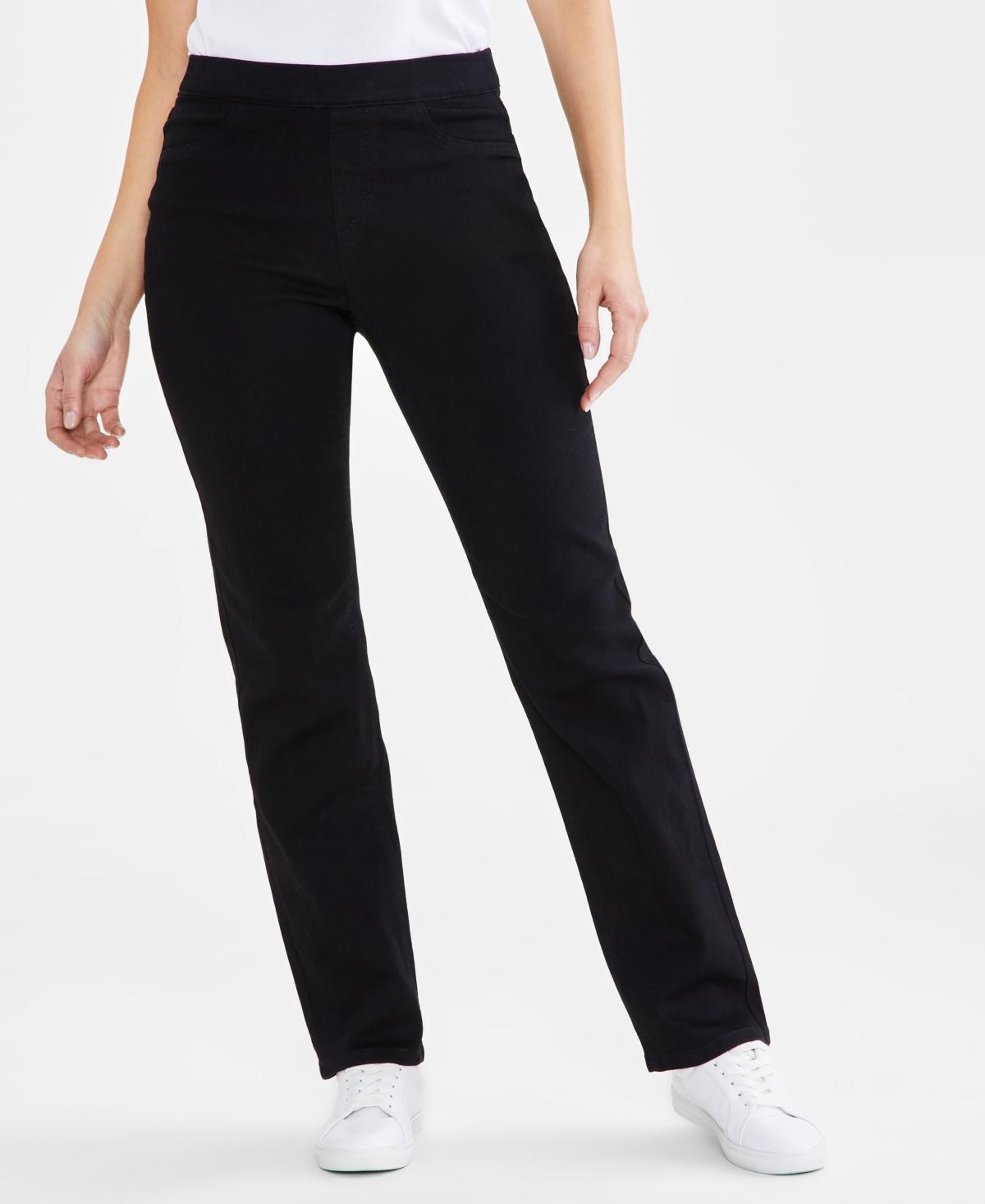 Women's Mid-Rise Pull-On Straight-Leg Denim Jeans, Created for Macy's Product Image