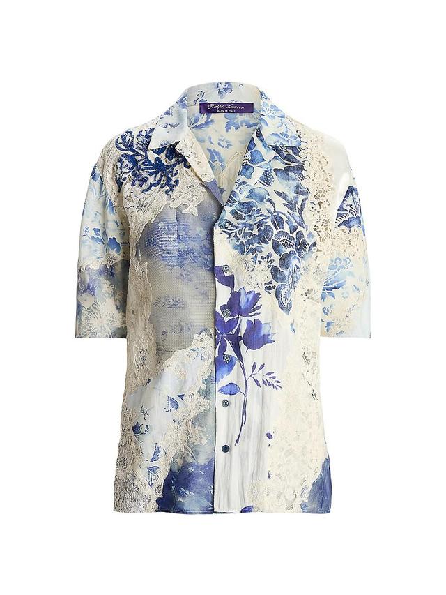 Womens Aislyng Lace & Floral Tie-Dye Silk Shirt Product Image