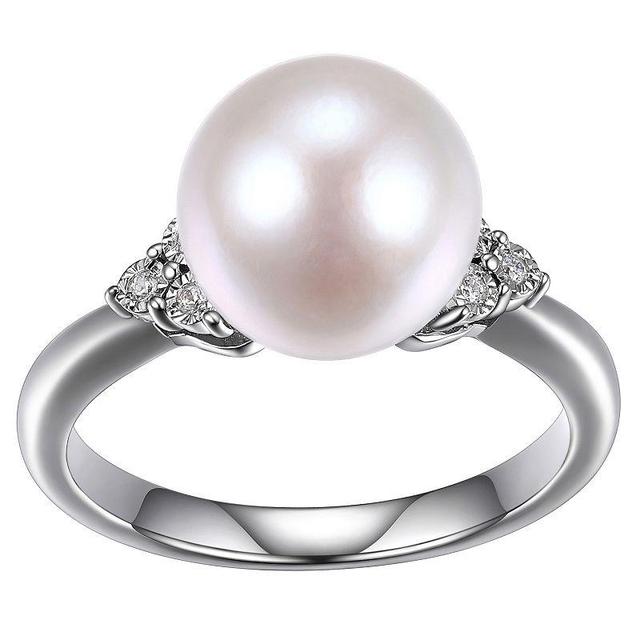 Maralux Sterling Silver Freshwater Cultured Pearl & Diamond Accent Ring, Womens White Product Image