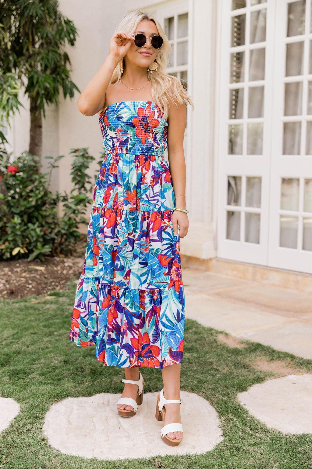 Heading To Paradise Blue Floral Jumpsuit FINAL SALE Product Image