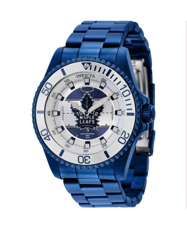 Invicta Mens 42246 Nhl Toronto Maple Leafs Quartz Silver, White, Blue Dial Color - Silver Product Image