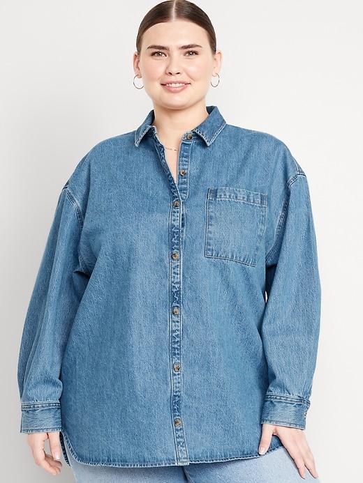 Boyfriend Button-Down Jean Tunic Product Image