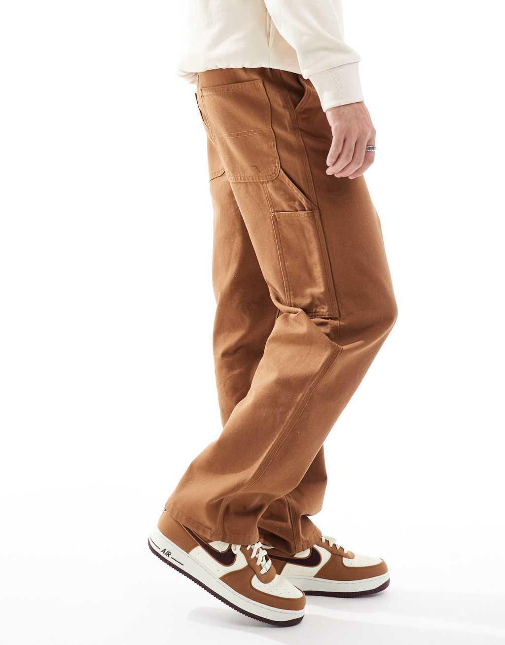 ASOS DESIGN baggy carpenter pants in tan Product Image