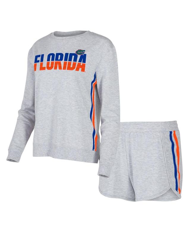 Womens Concepts Sport Gray Florida Gators Cedar Tri-Blend Long Sleeve T-Shirt & Shorts Sleep Set Product Image