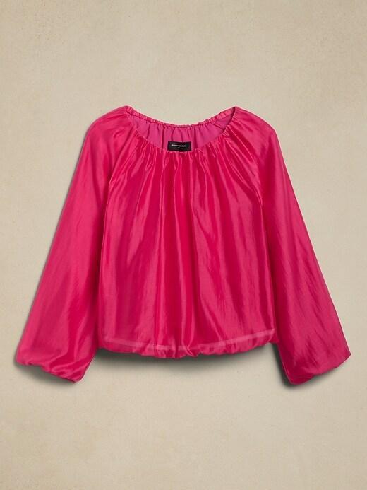 Puff-Sleeve Shirred Blouse Product Image