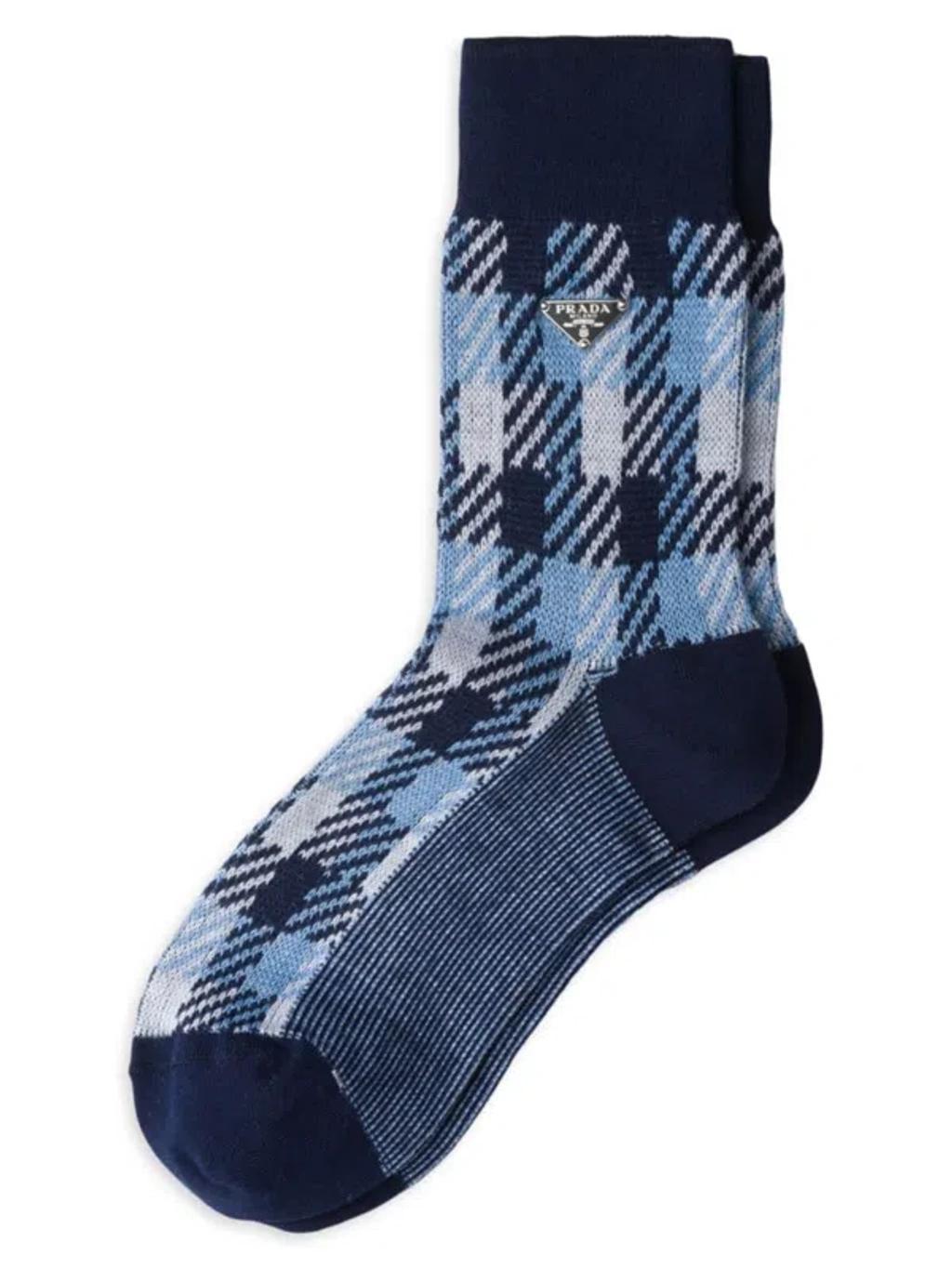 PRADA Cotton Socks In Blue Product Image