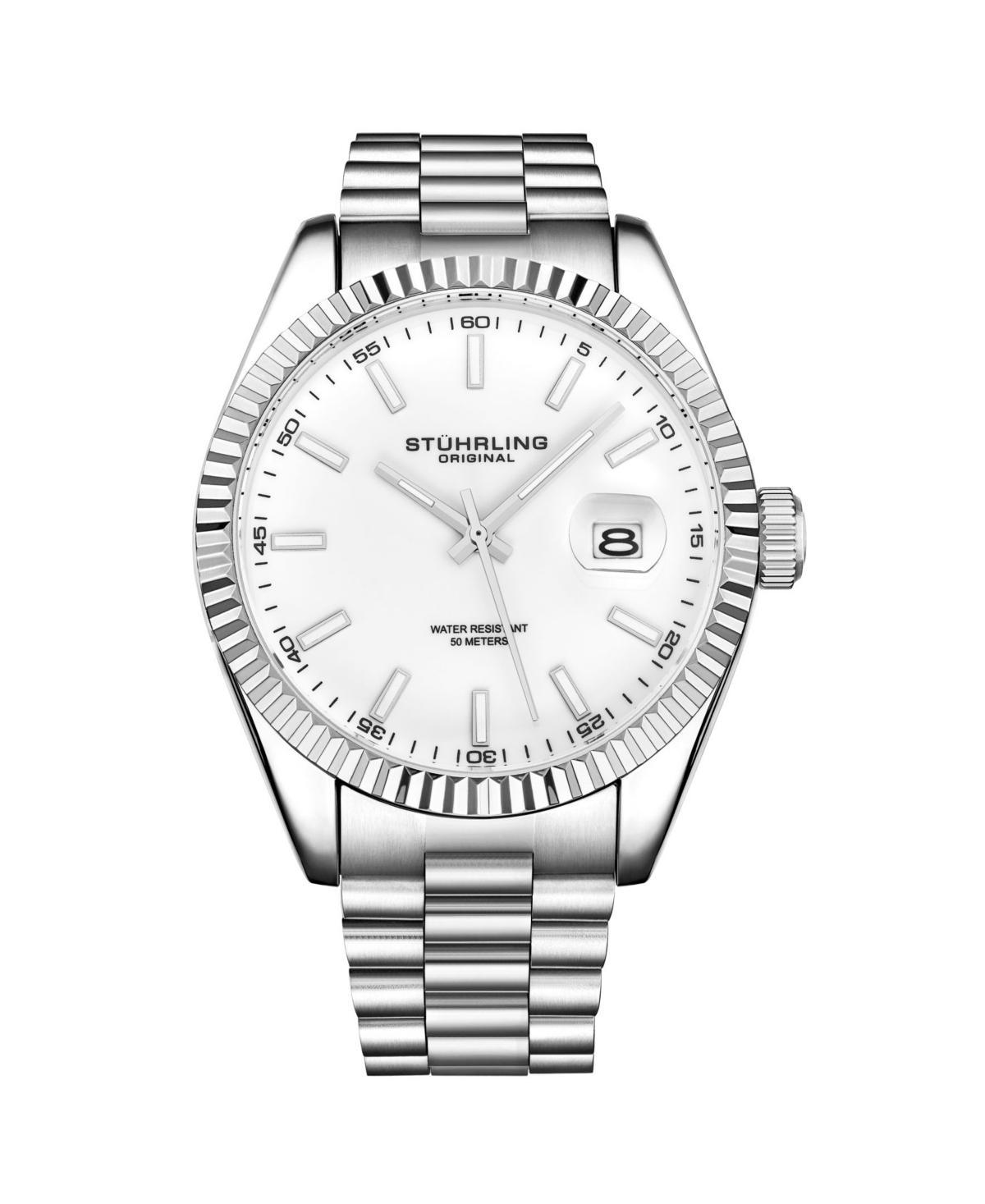 Stuhrling Mens Silver Tone Stainless Steel Bracelet Watch 42mm Product Image