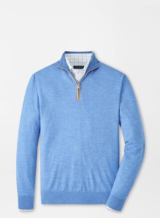 Peter Millar Mens Excursionist Flex Quarter-Zip | Color: Cascade Blue | Size: XXL Product Image