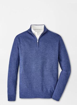 Peter Millar Mens Nevis Twisted Quarter-Zip | Color: Ocean Blue | Size: XXL Product Image