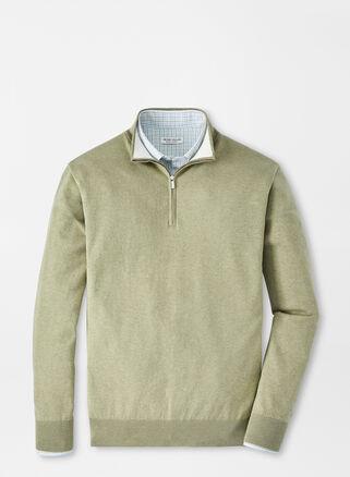 Peter Millar Mens Whitaker Quarter-Zip Sweater | Color: Tea Leaf | Size: L Product Image