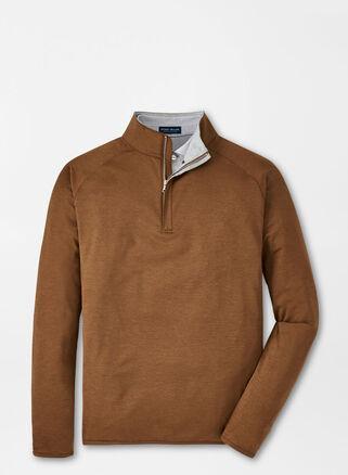 Peter Millar Mens Stealth Performance Quarter-Zip | Color: Walnut | Size: XL Product Image