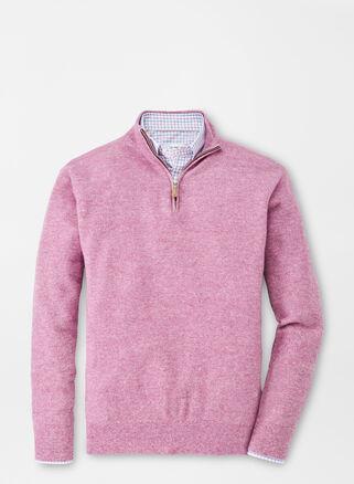 Peter Millar Mens Cashmere-Linen Quarter-Zip Sweater | Color: Guava Pink | Size: XXL Product Image