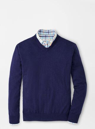 Peter Millar Mens Crown Soft V-Neck Sweater | Color: Navy | Size: L Product Image