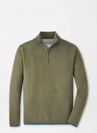 Peter Millar Mens Quad Quilted Quarter-Zip | Color: Military | Size: XL Product Image