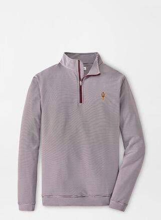 Peter Millar Mens Arizona State Perth Mini-Stripe Performance Pullover | Color: Maroon / White | Size: 3XL Product Image