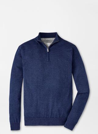 Peter Millar Mens Canton Stripe Quarter-Zip Sweater | Color: Navy | Size: M Product Image