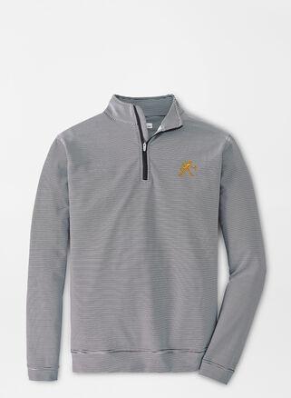 Peter Millar Mens Wake Forest Walking Deacon Perth Sugar Stripe Performance Quarter-Zip | Color: Black / White | Size: M | WFU Product Image