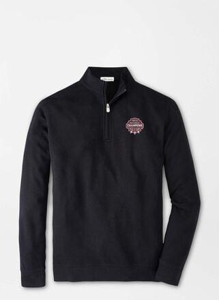 Peter Millar Mens Georgia National Champion Crown Comfort Interlock Quarter-Zip | Color: Black | Size: 3XL | UGA Product Image