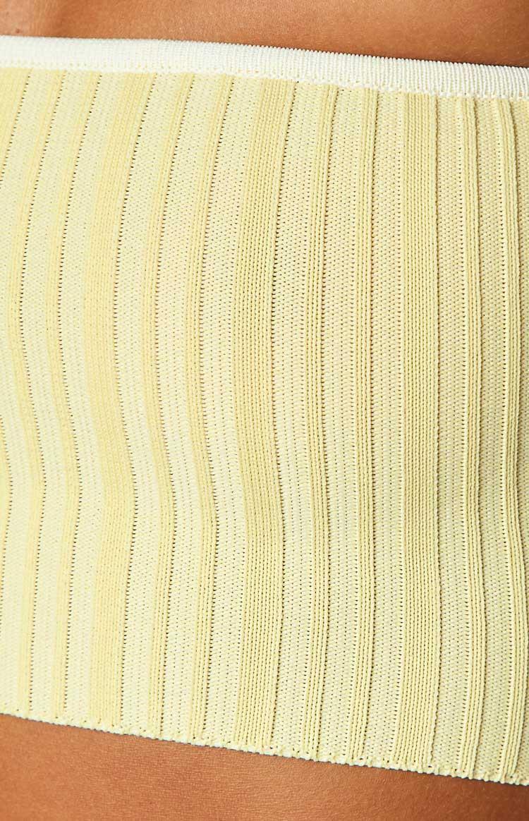 Pia Yellow Contrast Bind Knit Tube Top Product Image