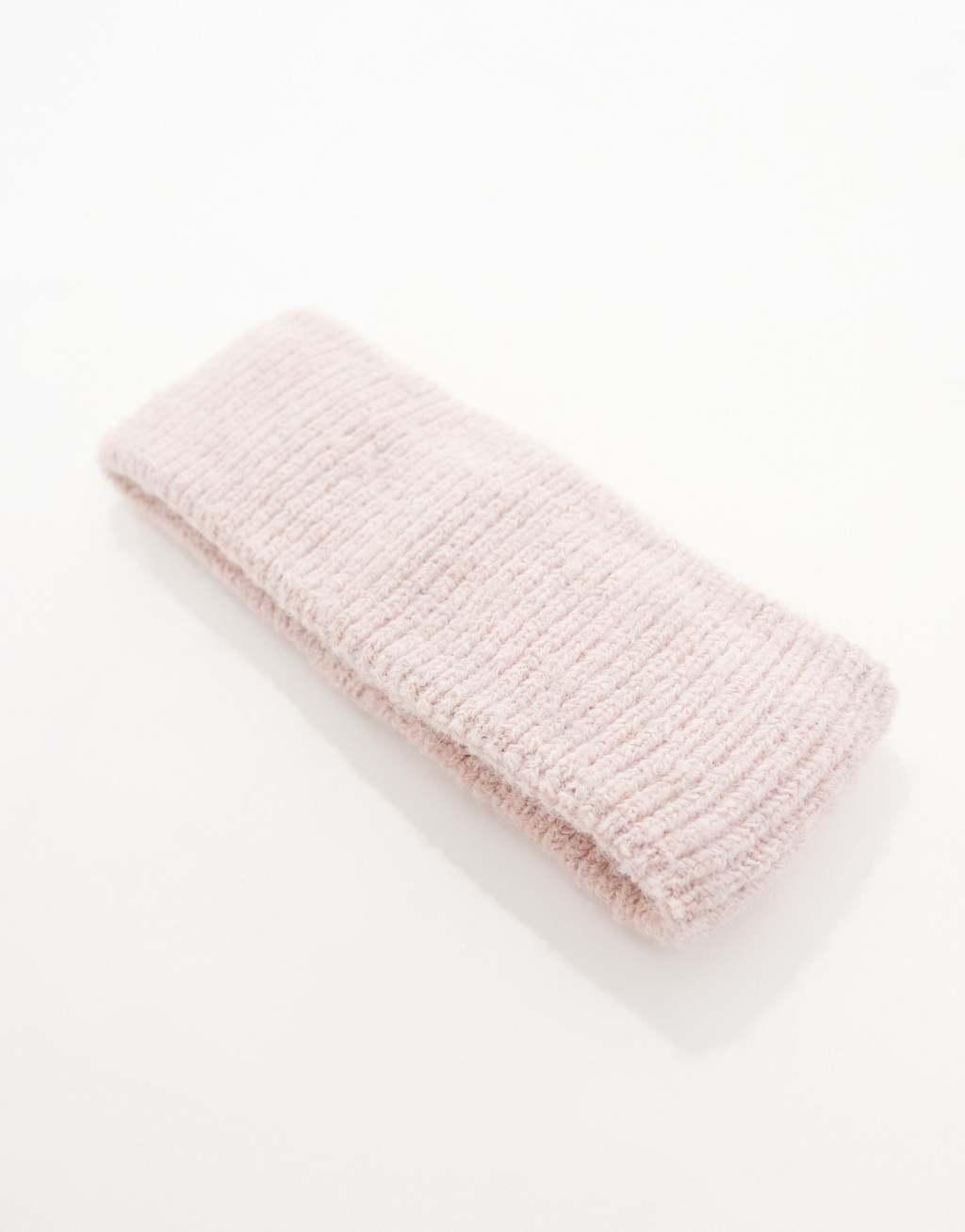 ASOS DESIGN knit rib headband in light pink Product Image