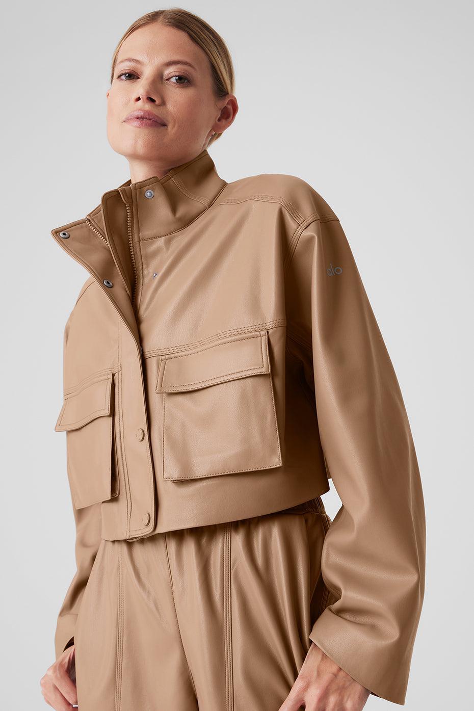 Faux Leather Power Hour Jacket - Toasted Almond Female Product Image