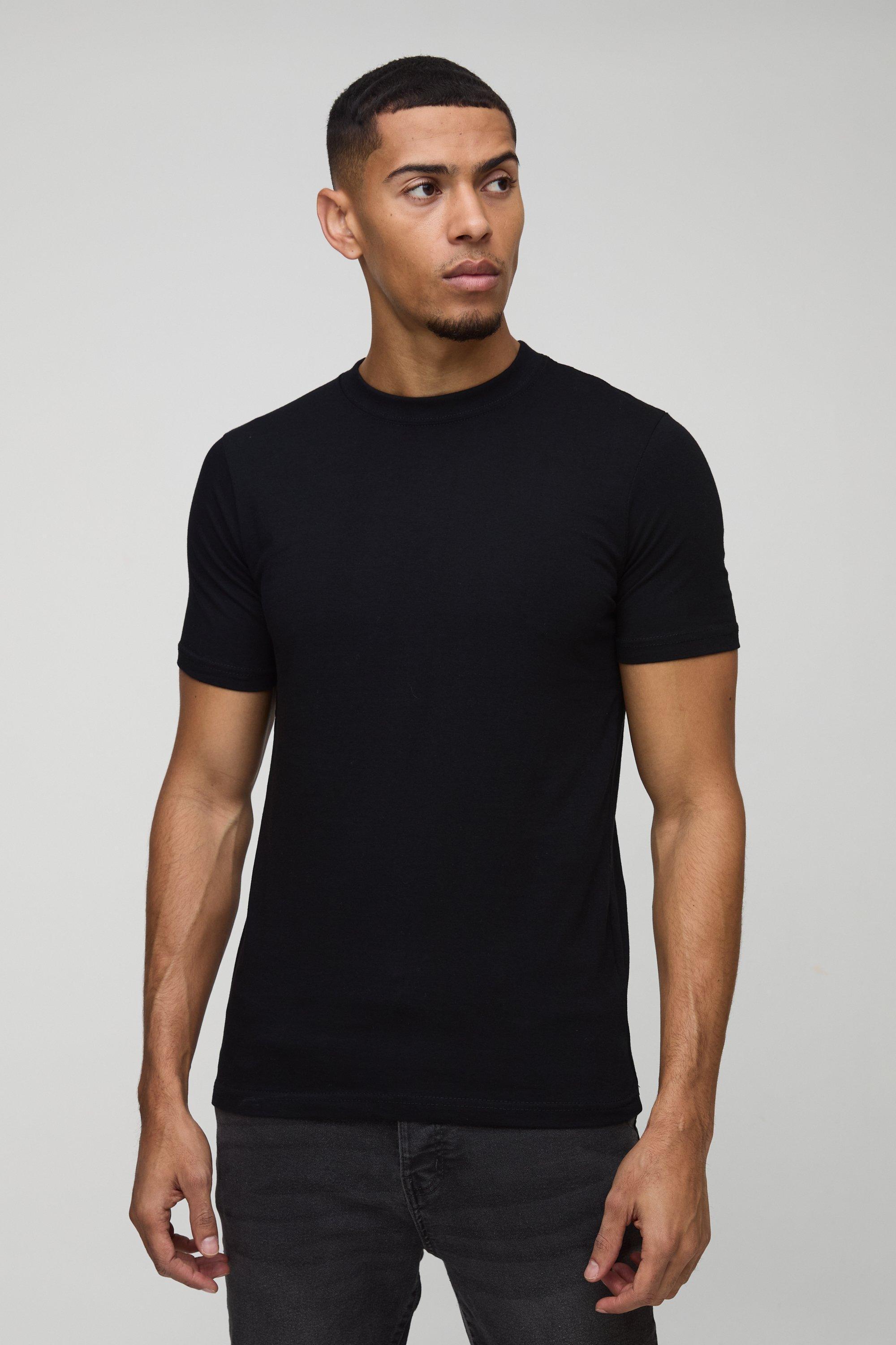 Basic Muscle Fit Crew Neck T-Shirt | boohooMAN USA Product Image