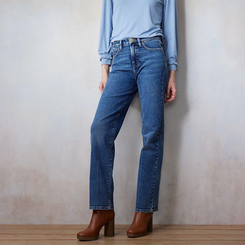 Womens LC Lauren Conrad Super High-Rise True Straight Jeans Blue Product Image