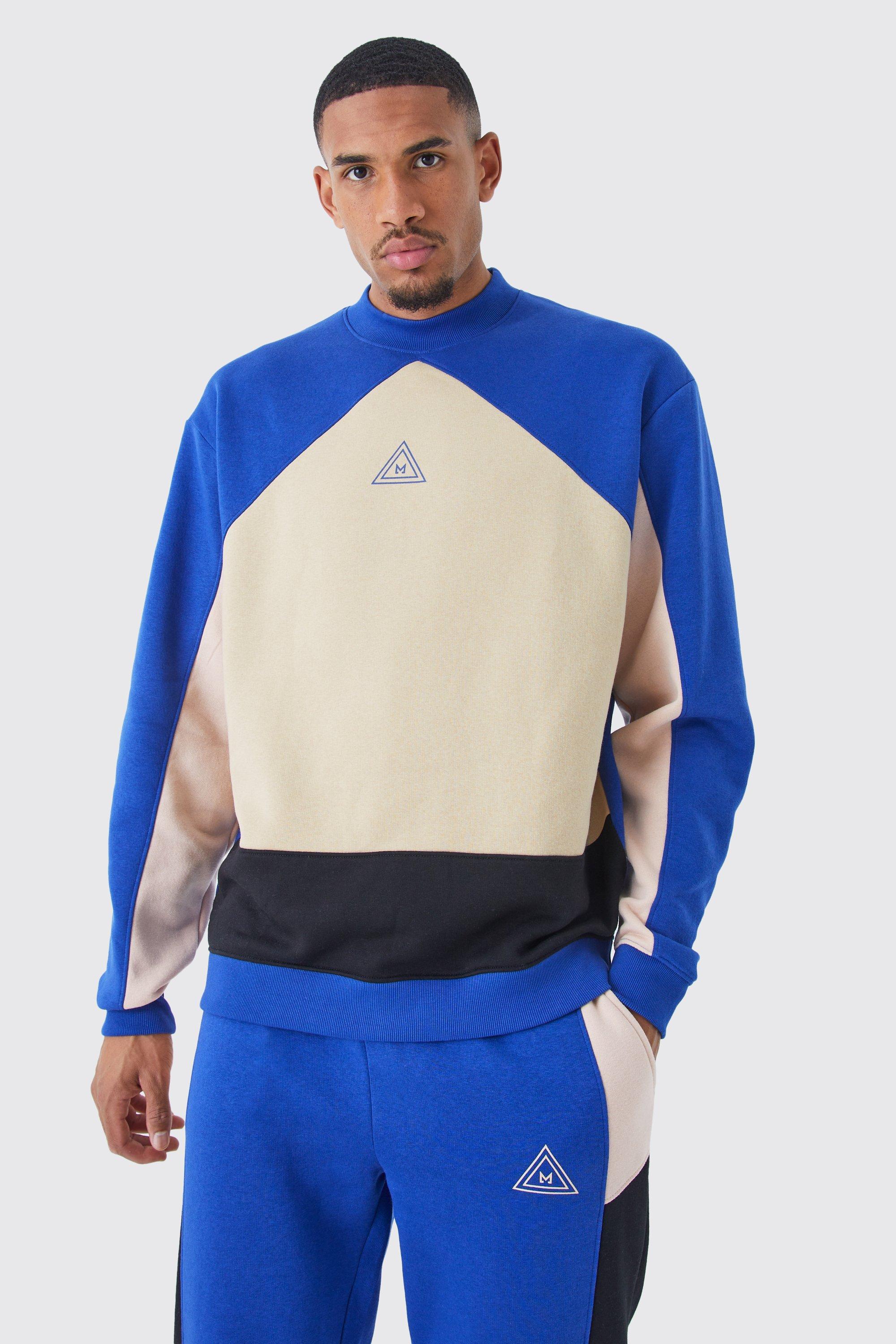 Tall Oversized Colour Block Sweatshirt Tracksuit | boohooMAN USA product image