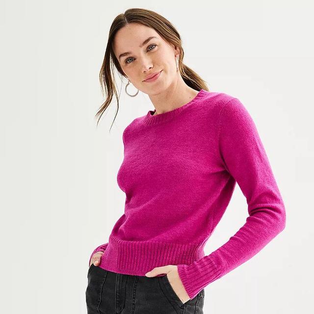 Petite Womens Sonoma Goods For Life Crewneck Sweater Fantasy Pink Product Image