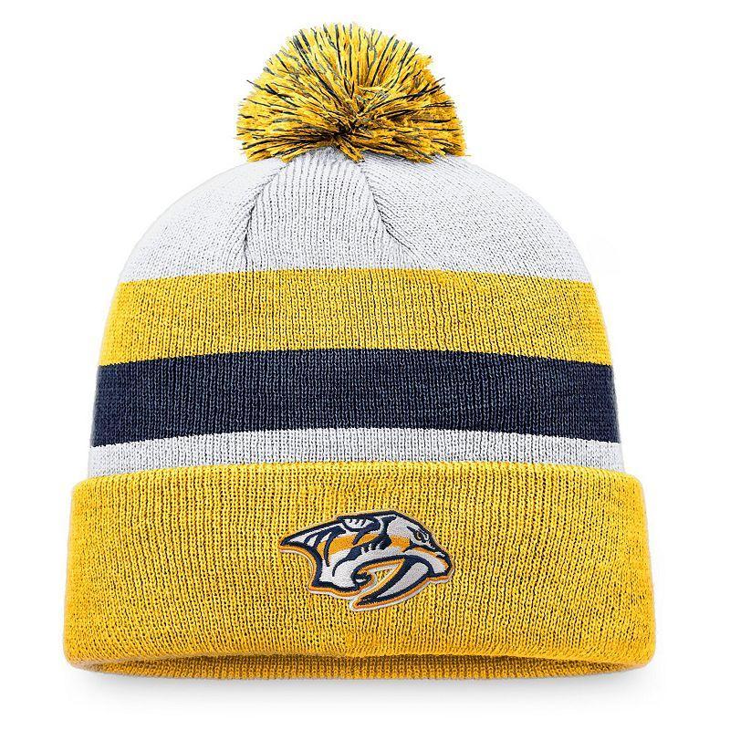 Mens Fanatics Branded Gold/Navy Nashville Predators Fundamental Cuffed Knit Hat with Pom Product Image