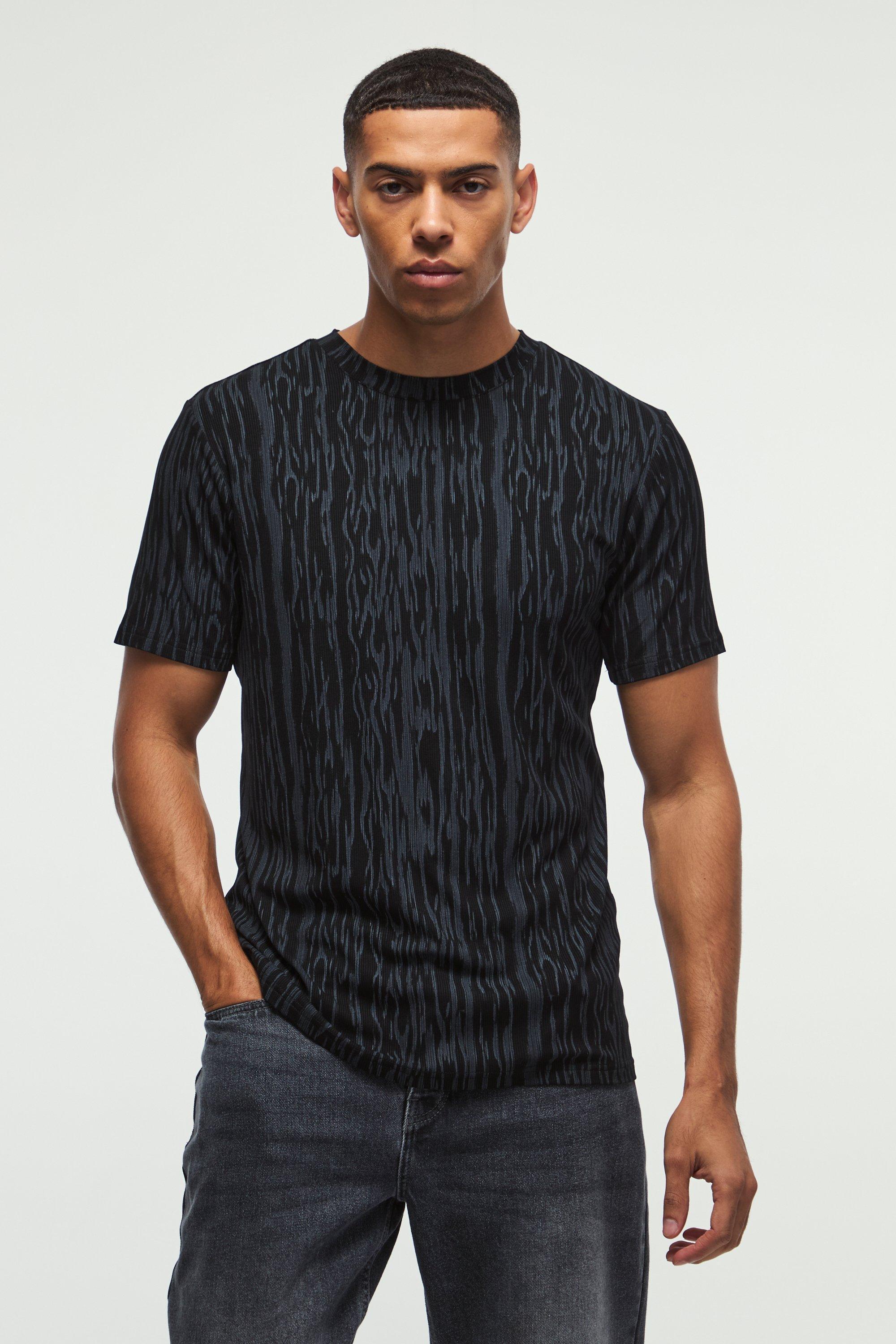 Slim Rib Pattern T-shirt | boohooMAN USA product image