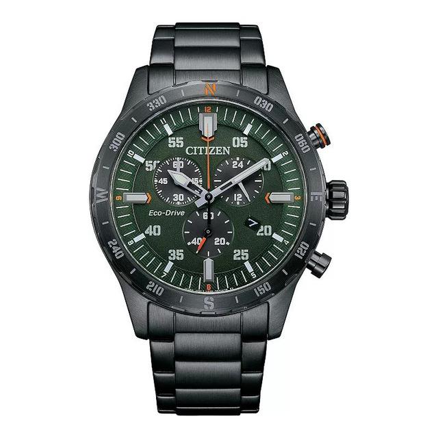 Citizen Mens Eco-Drive Gray Ion-Plated Stainless Steel Chronograph Bracelet Watch - AT2527-80X Product Image