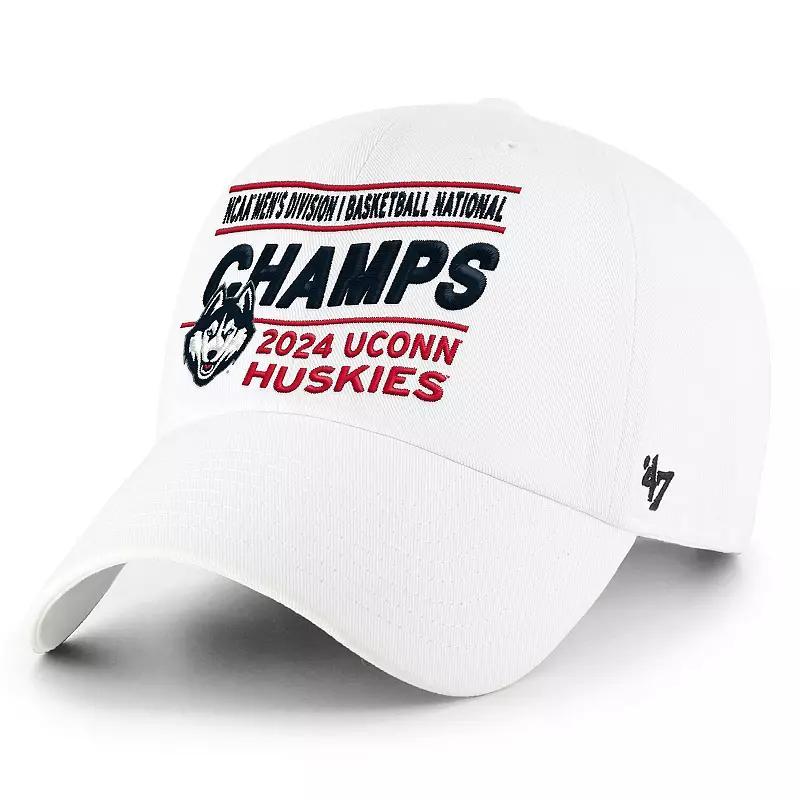 Mens 47 UConn Huskies 2024 NCAA Mens Basketball National Champions Wave Clean Up Adjustable Hat Product Image