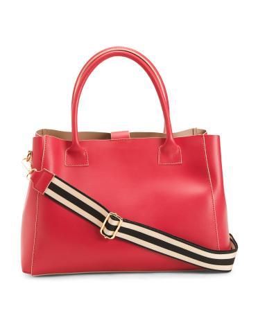 Leather Triple Entry Satchel for Women Product Image