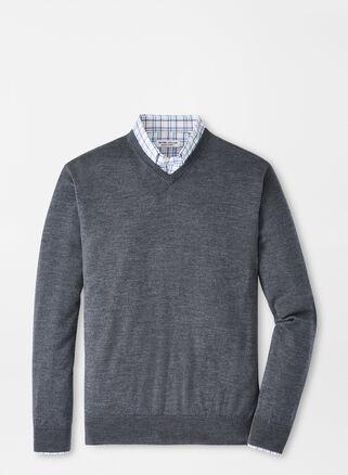 Peter Millar Mens Autumn Crest V-Neck | Color: Charcoal | Size: 3XL Product Image