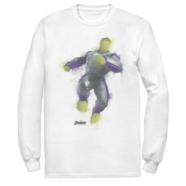 Mens Marvel Avengers Endgame Hulk Spray Paint Pose Long Sleeve Graphic Tee White Product Image