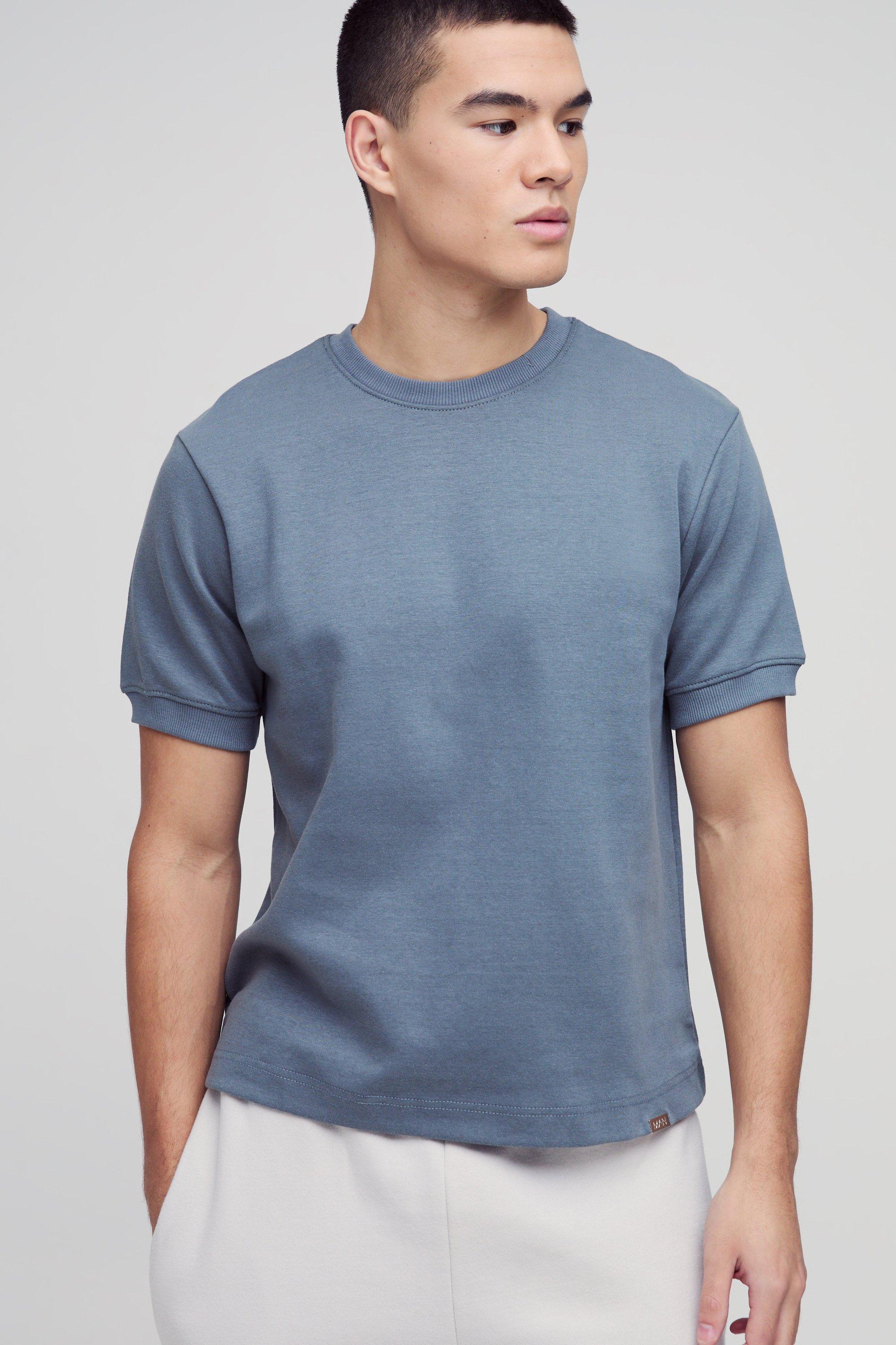 Man Boxy Heavy Interlock Ribbed Cuff T-shirt | boohooMAN USA Product Image