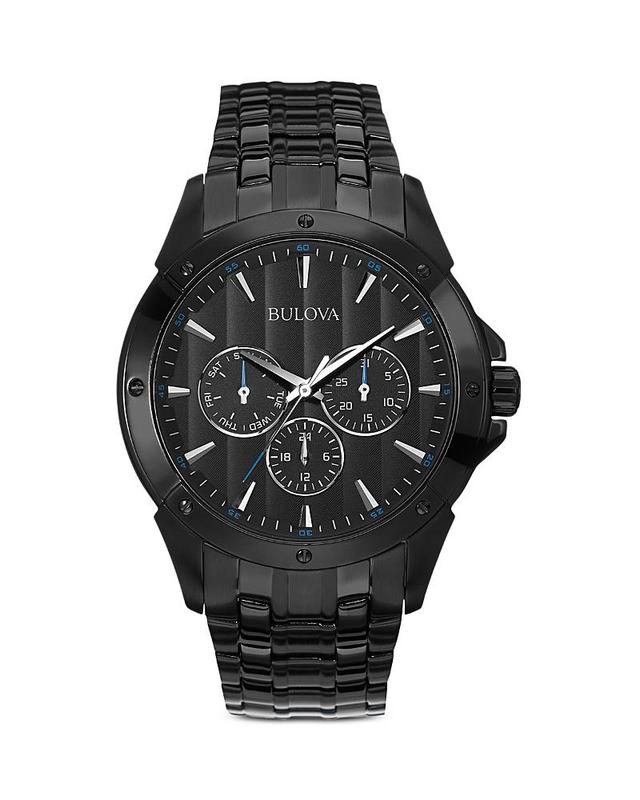 Bulova Mens Black Ion-Plated Stainless Steel Bracelet Watch 43mm 98C121 Product Image