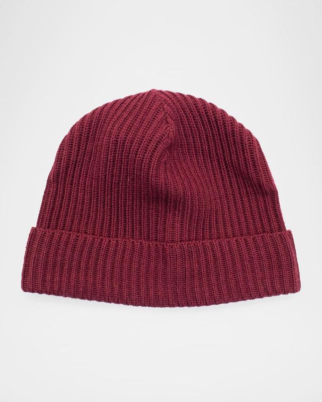 Men's Merino Wool Ribbed Beanie Hat Product Image