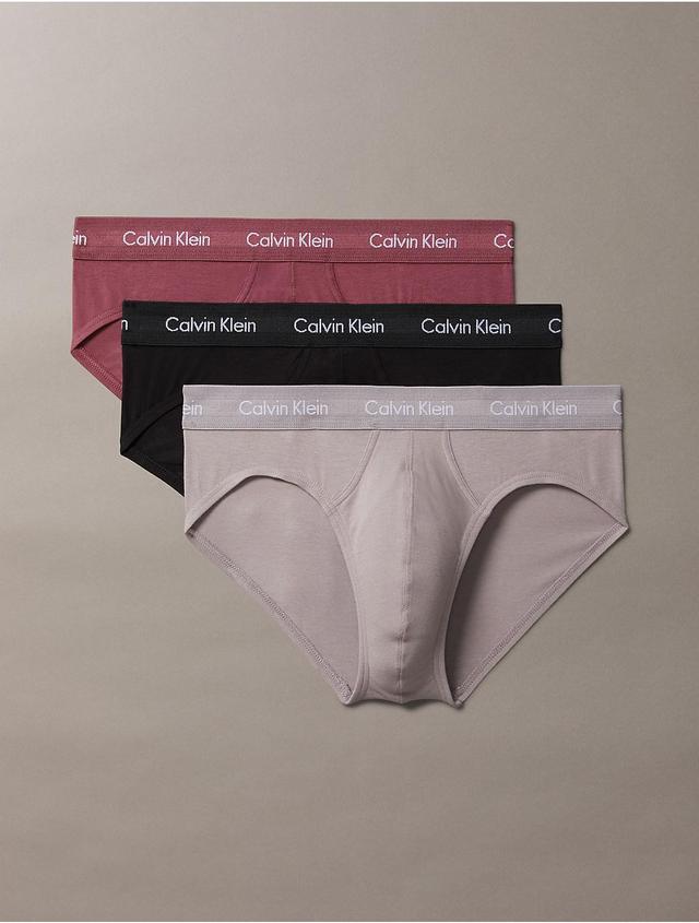 Calvin Klein Underwear Cotton Stretch 3-Pack Hip Briefs Black/Blue Shadow/Cobalt Water L Product Image