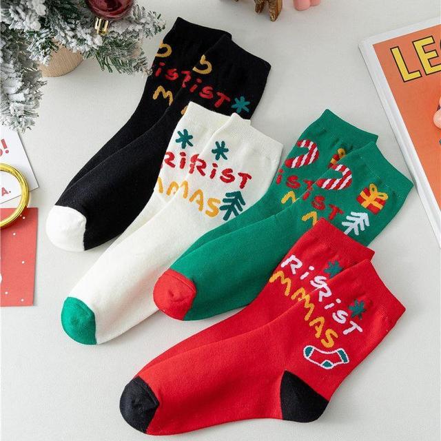 Christmas Cartoon Print Socks Product Image