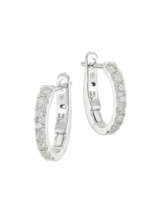 Womens 18K White Gold & Diamond Graduated Mini Hoop Earrings Product Image