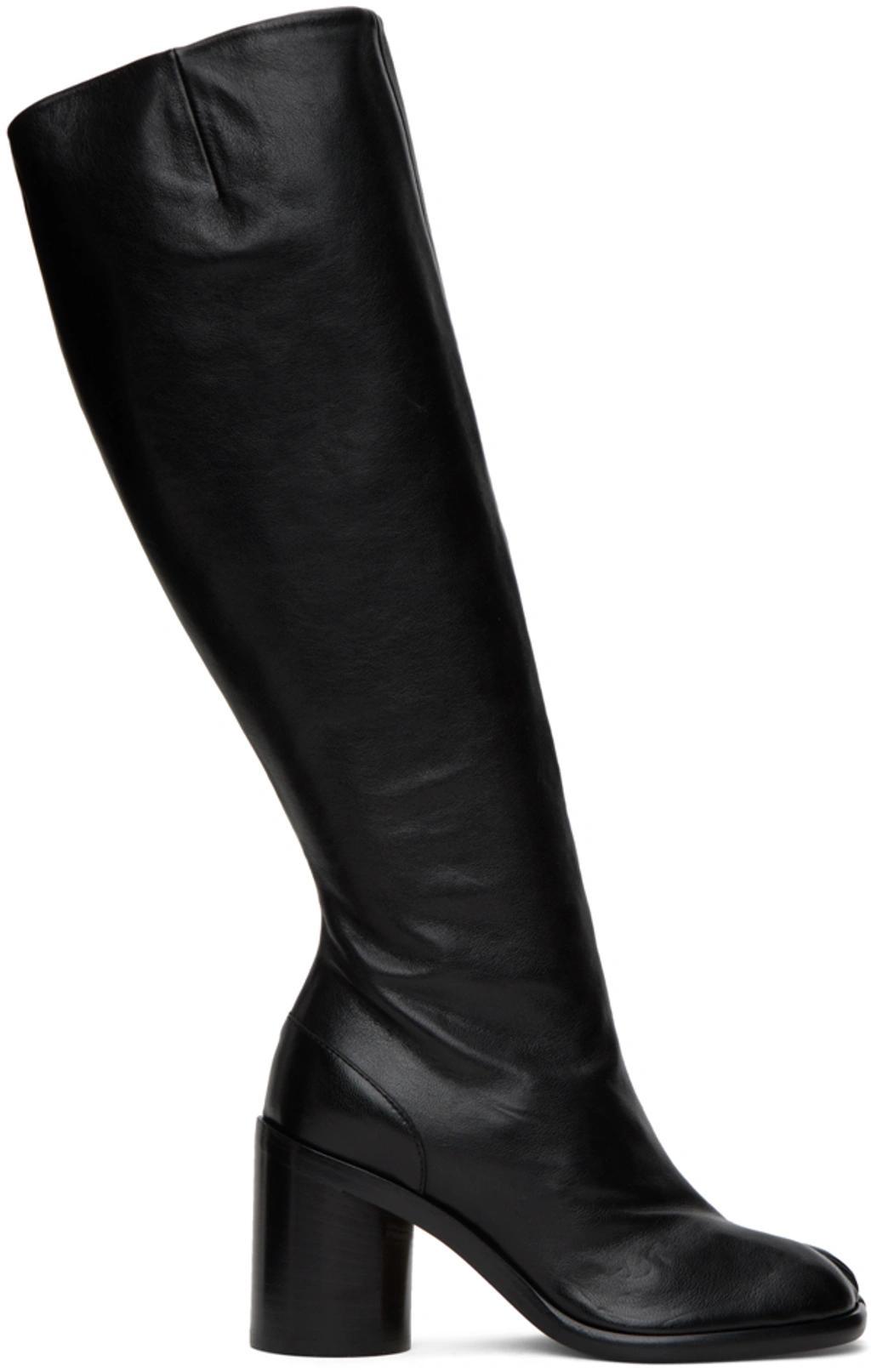 Tabi Leather Knee-high Leather Boots In Black Product Image