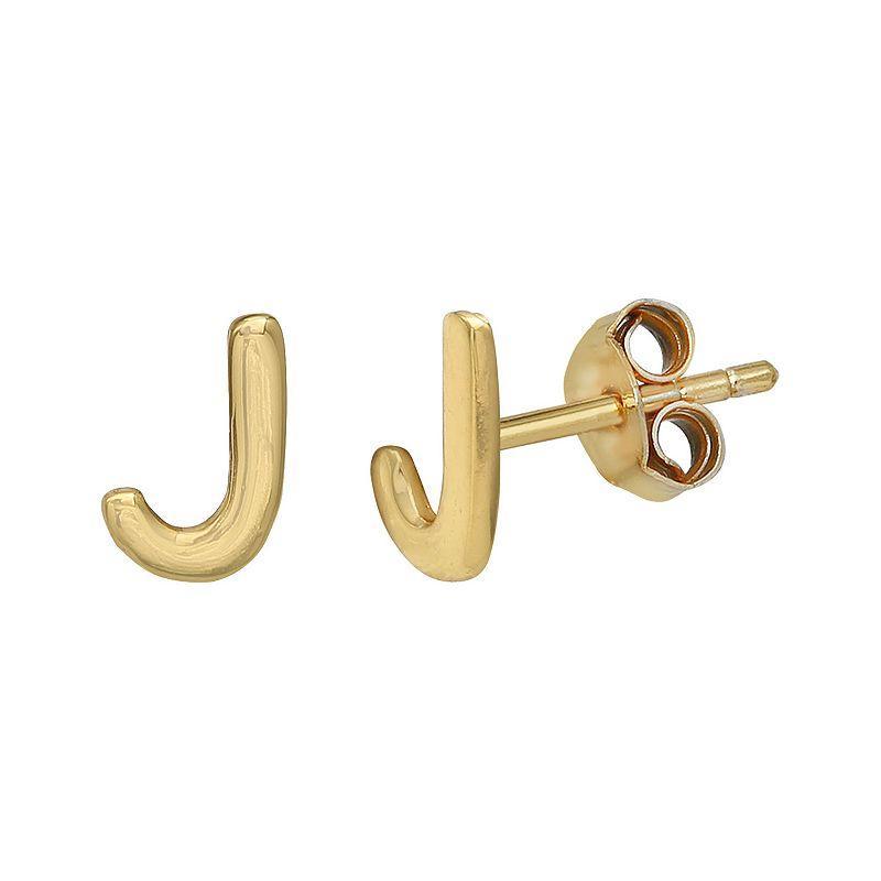 PRIMROSE Sterling Silver Initial Stud Earrings, Womens, Gold Tone J Product Image