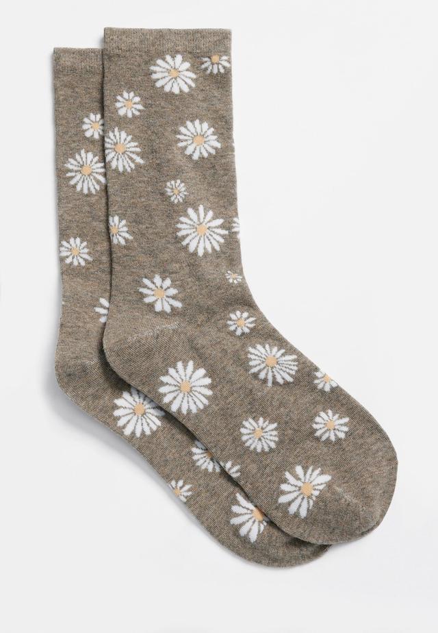 Maurices Womens Daisy Crew Socks Beige Size One Size Product Image